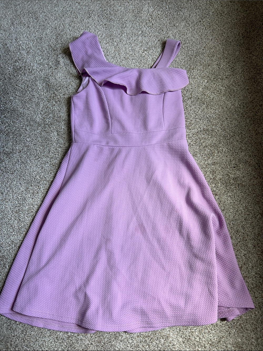 Zunie Lilac One-Shoulder Ruffle Fit & Flare Dress